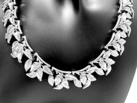 Coro Silver Tone Leaf Link Necklace 16" - Hers and His Treasures