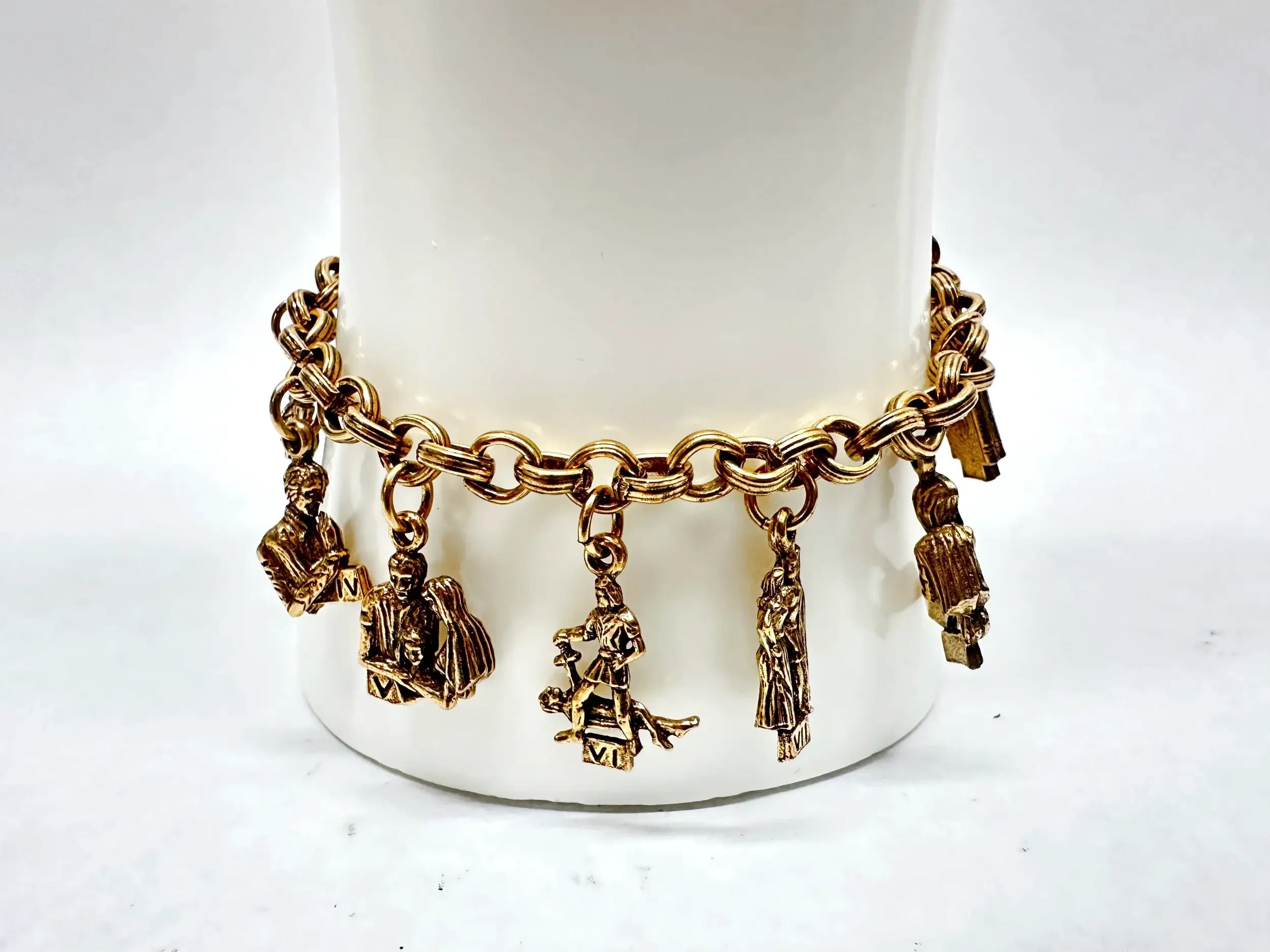Coro CGI Inc. Gold Tone Ten Commandments Charm Bracelet -Hers and His Treasures