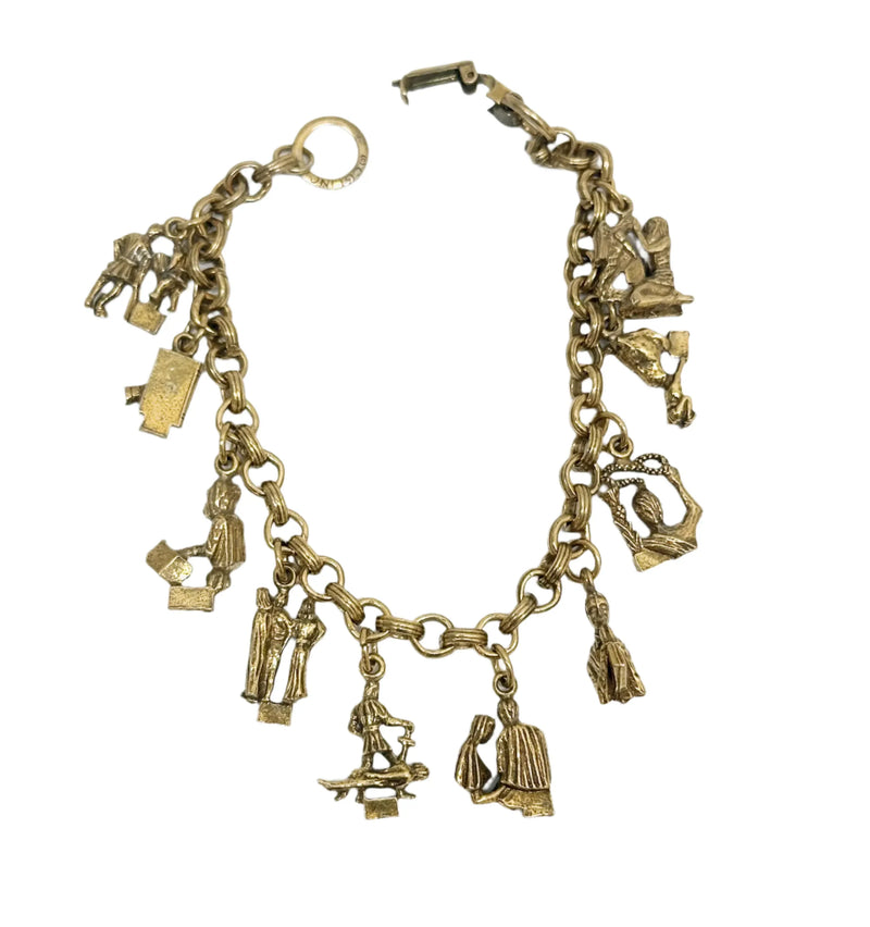Coro CGI Inc. Gold Tone Ten Commandments Charm Bracelet -Hers and His Treasures