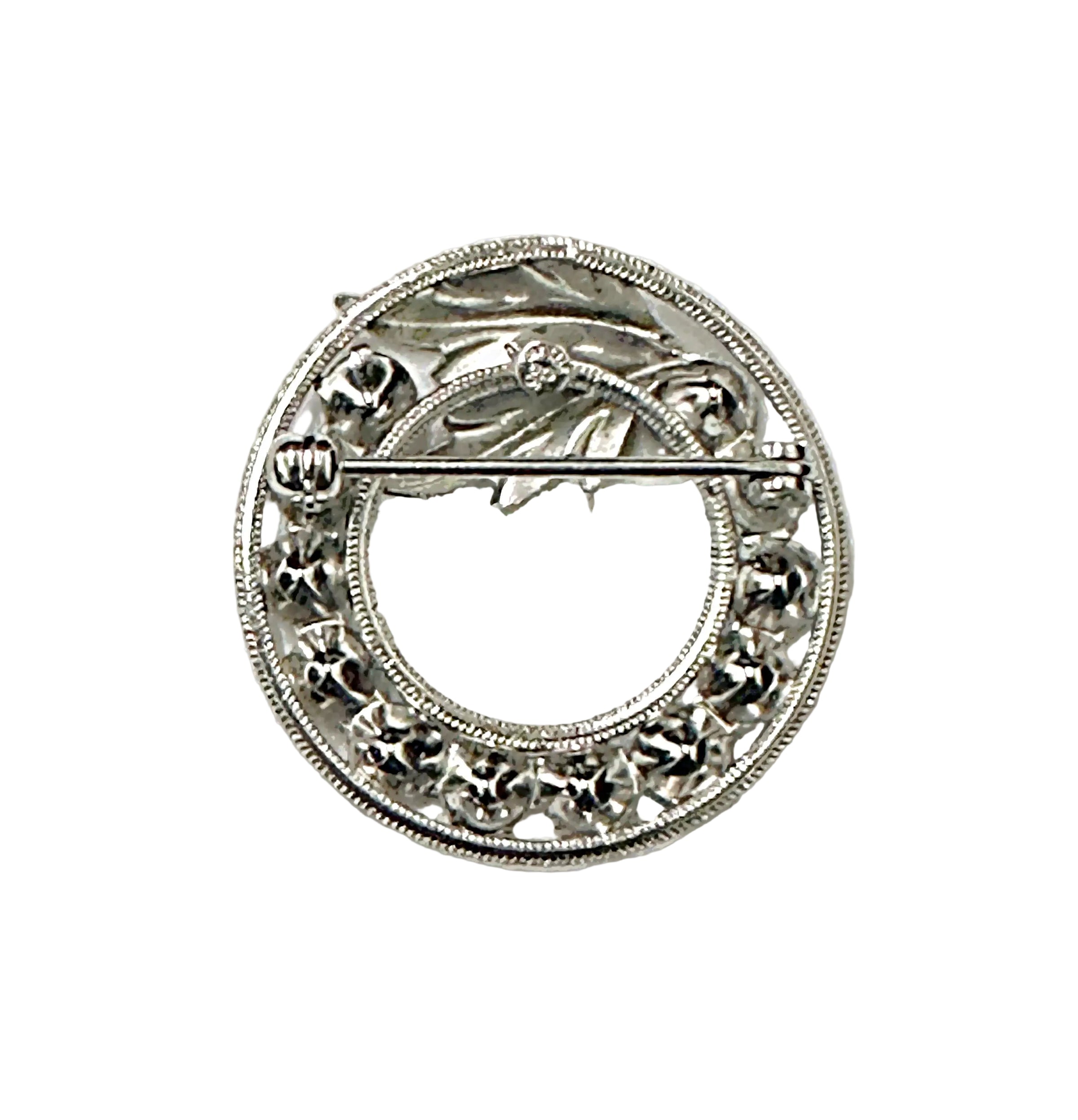 Curtis Jewelry Sterling Silver Art Deco Round Multi-Colored Rhinestone Brooch - Hers and His Treasures