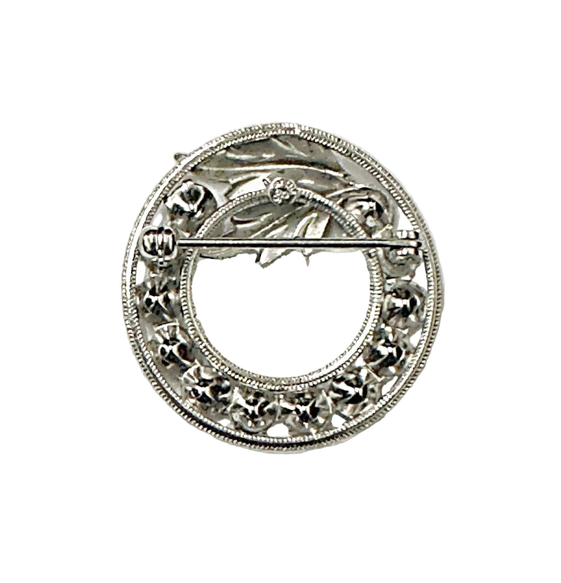 Curtis Jewelry Sterling Silver Art Deco Round Multi-Colored Rhinestone Brooch - Hers and His Treasures