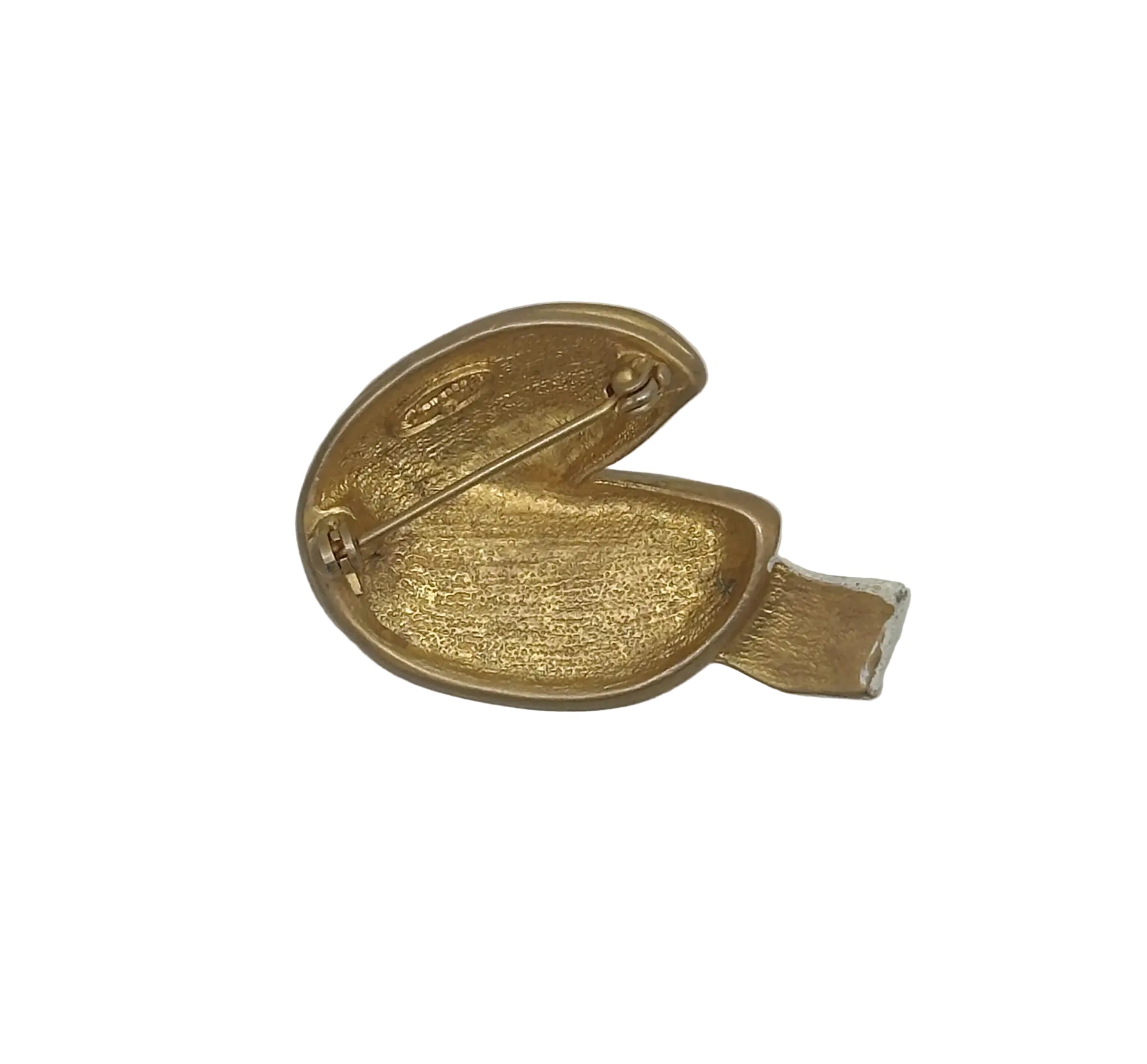 1980s Danecraft Chinese Good Fortune Cookie Brooch Pin - Hers and His Treasures