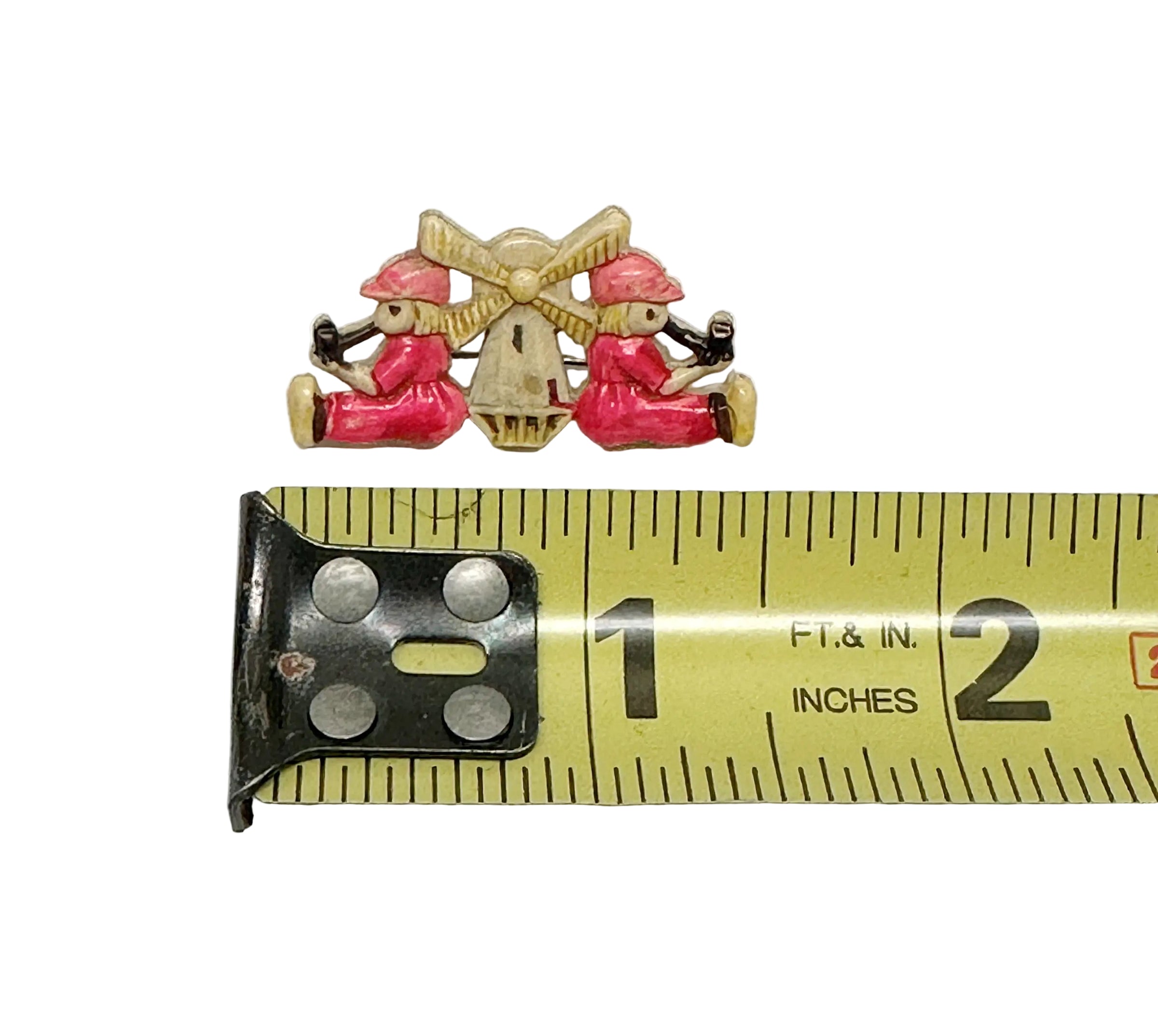 Vintage Dutch Windmill Figural Plastic Brooch Pin - Hers and His Treasures