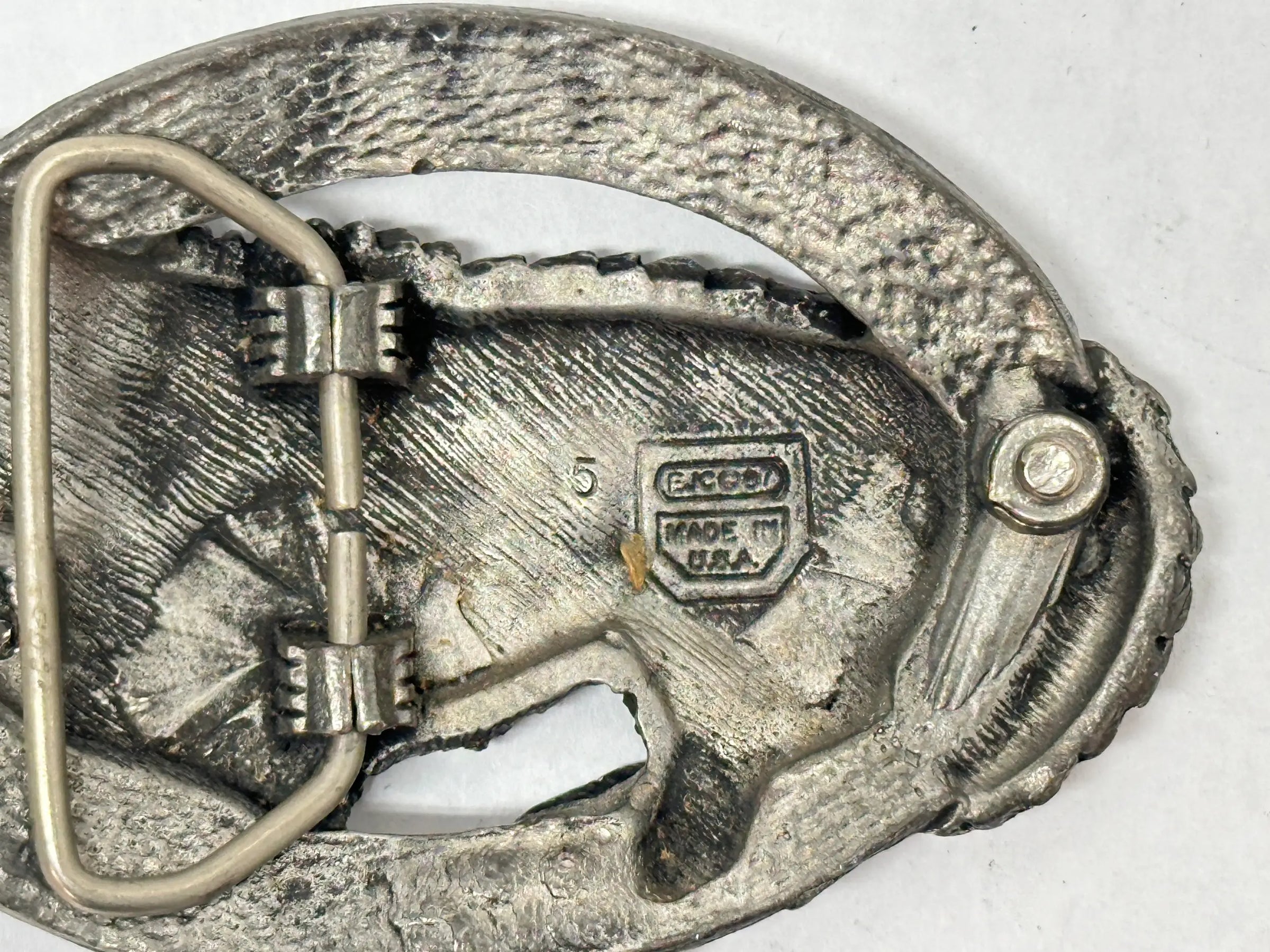 1997 EJC Wolf 3D Raised Emblem Pewter Belt Buckle - Hers and His Treasures