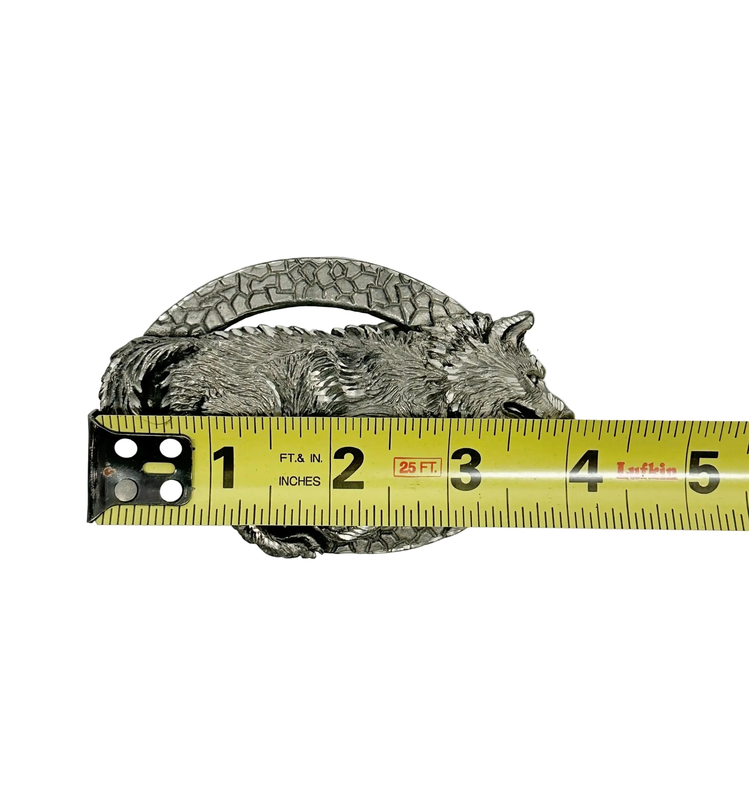 1997 EJC Wolf 3D Raised Emblem Pewter Belt Buckle - Hers and His Treasures