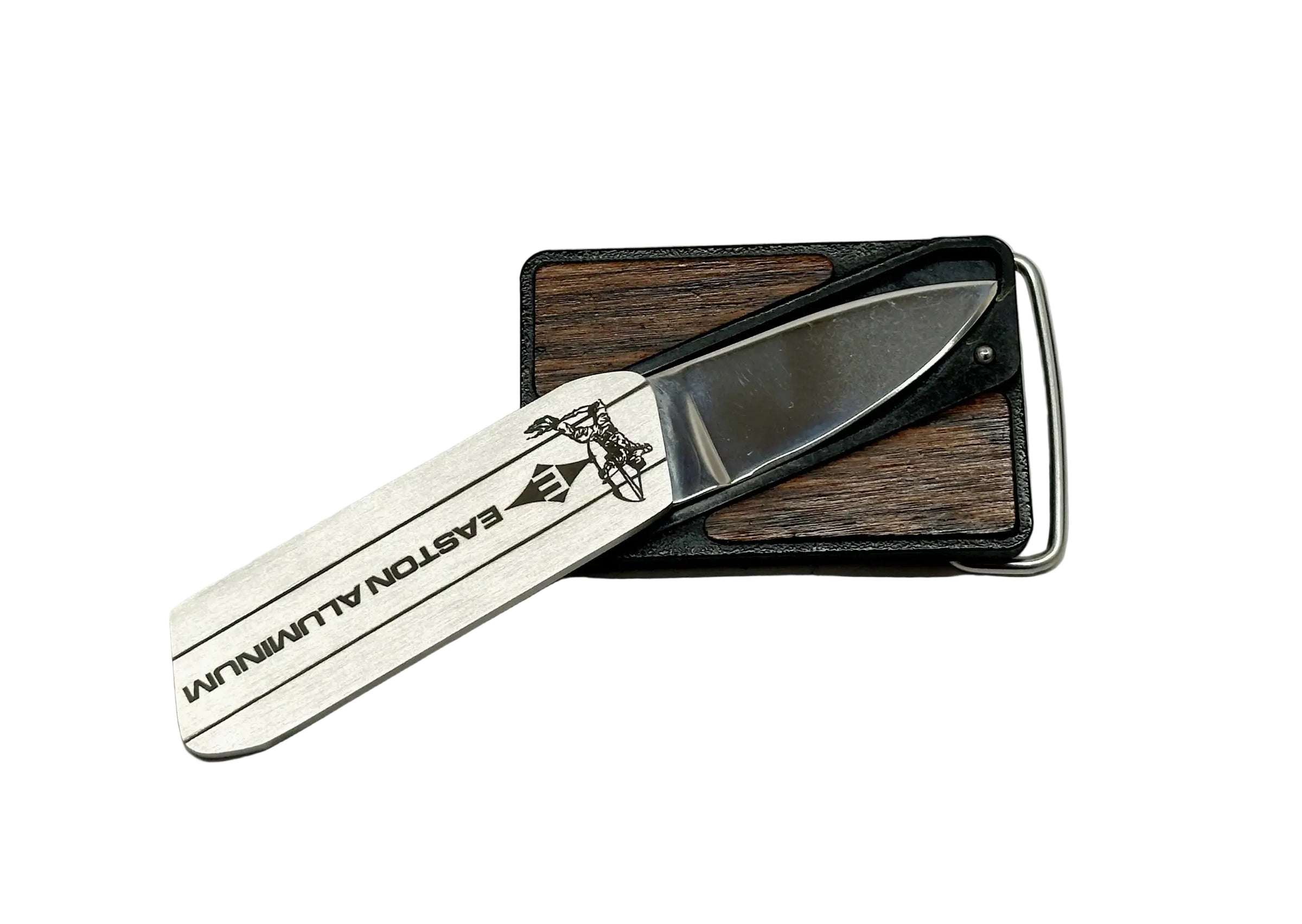 Vintage Easton Aluminum Wood Grain Gerber Touché Belt Buckle - Hers and His Treasures