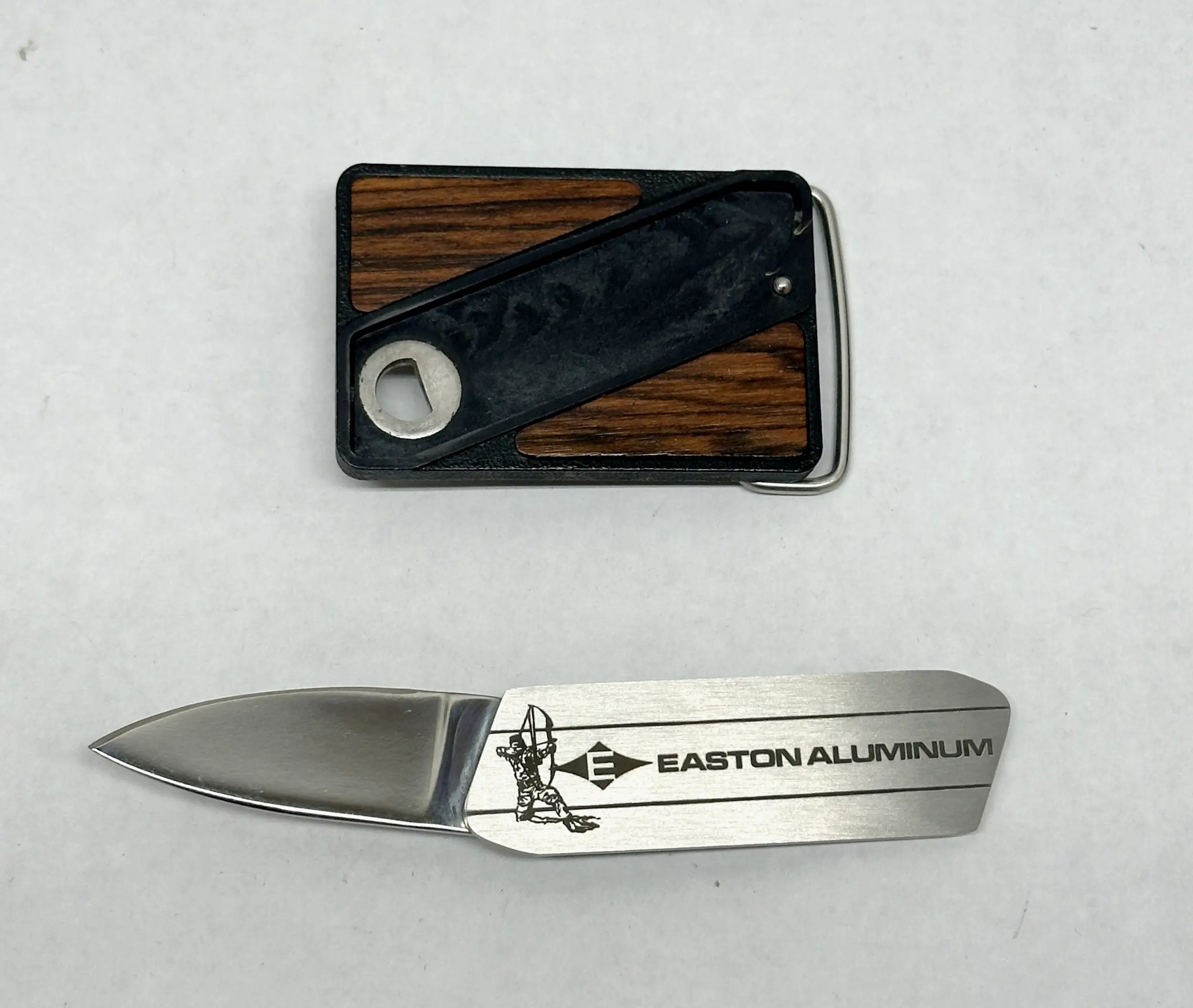 Vintage Easton Aluminum Wood Grain Gerber Touché Belt Buckle - Hers and His Treasures