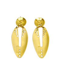 Edgar Berébi Dangle Cut Out Gold Tone with Cream Enamel Earrings - Hers and His Treasures