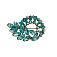 Vintage Eisenburg Ice Swirl Aquamarine AB Rhinestone Brooch ~ Hers and His Treasures
