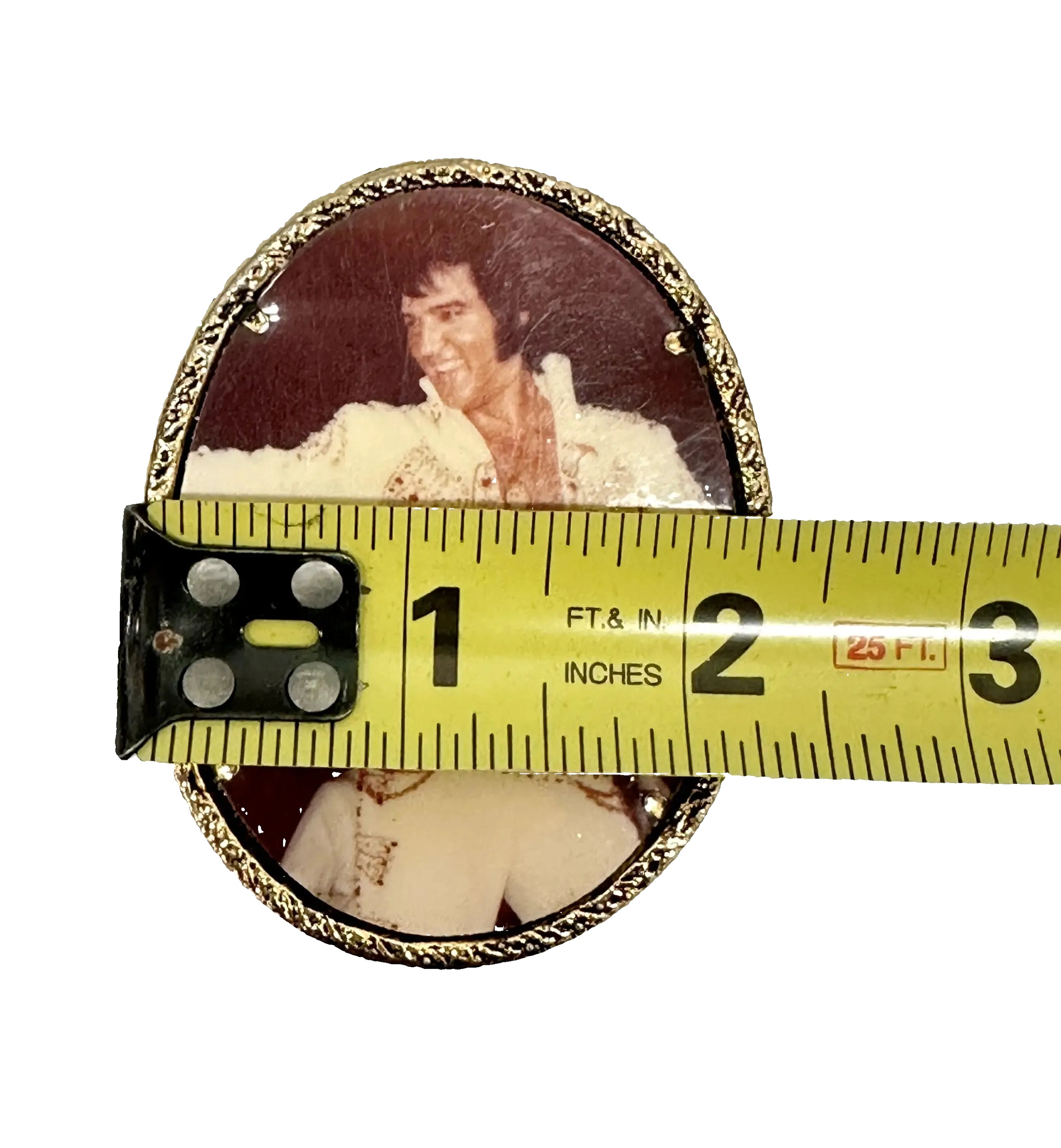 Vintage Elvis Presley Photo Brass Belt Buckle - Hers and His Treasures