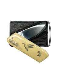 Vintage Scrimshaw Flying Geese 7201 Gerber Touché Belt Buckle Knife - Hers and His Treasures