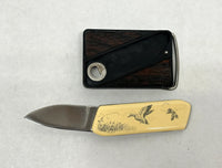 Vintage Scrimshaw Flying Geese 7201 Gerber Touché Belt Buckle Knife - Hers and His Treasures