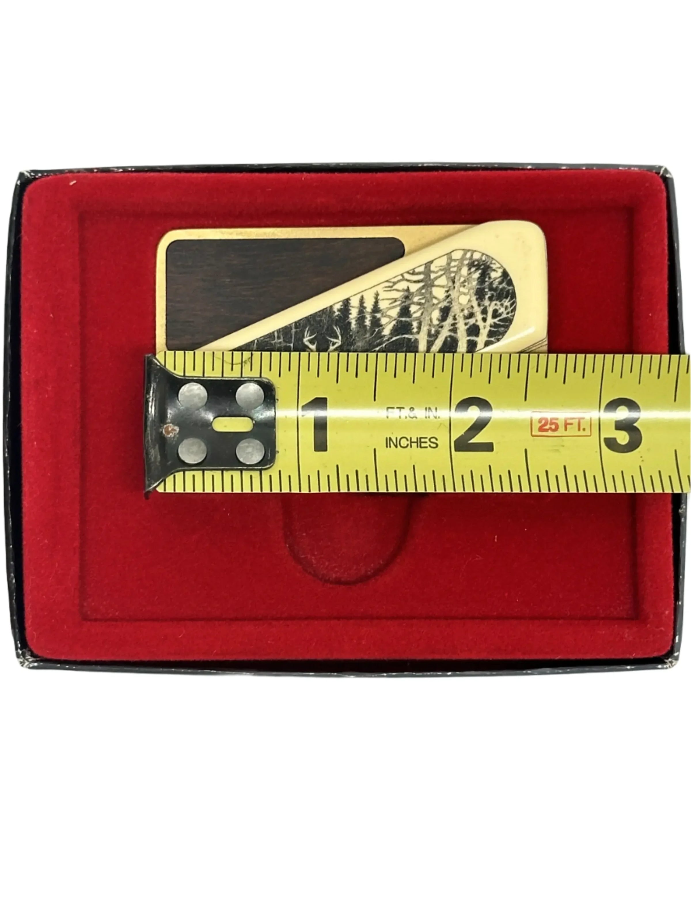 Gerber Touché Whitetail Deer Wood Inlay Belt Buckle Knife | USA - Hers and His Treasures