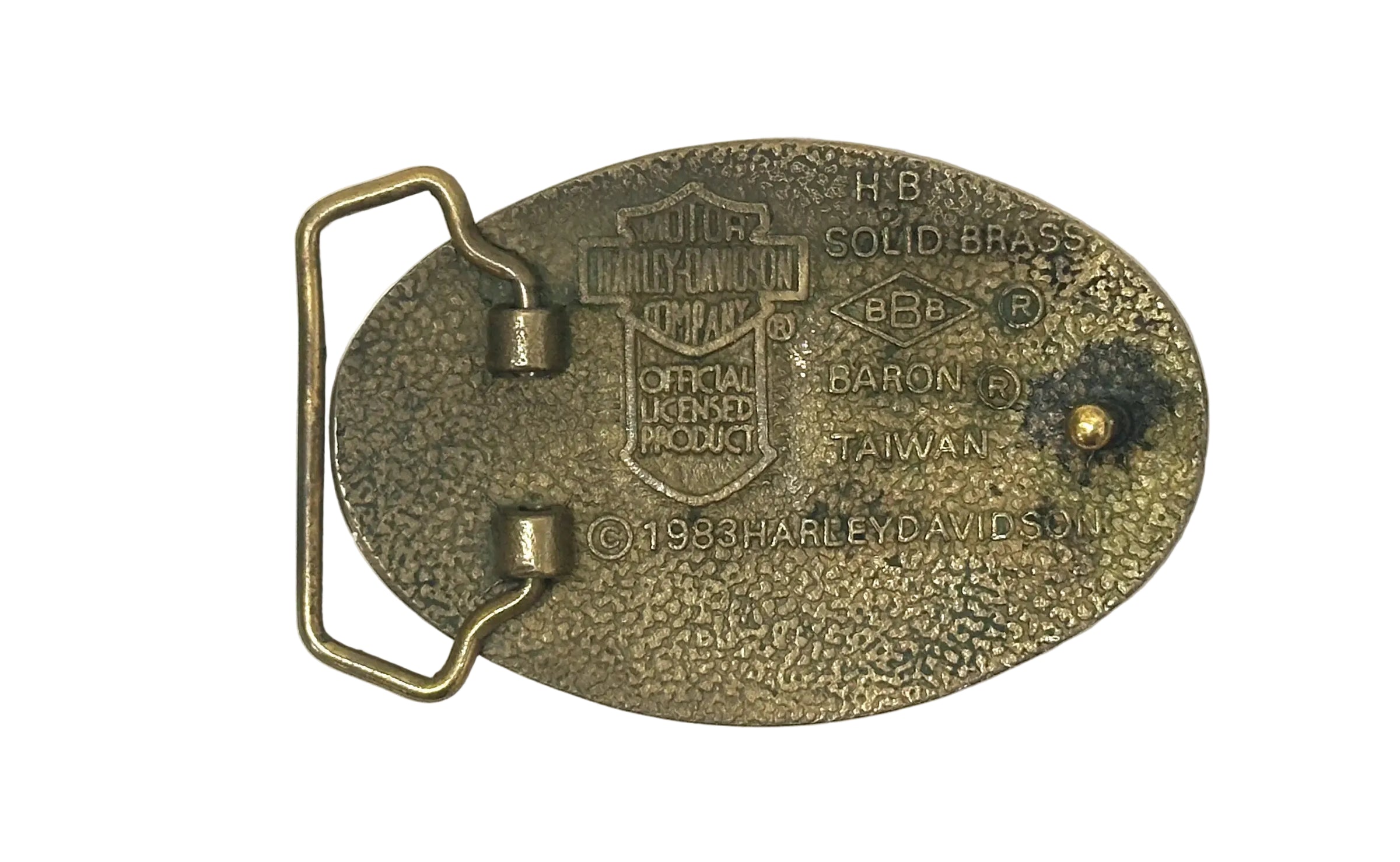 1983 Harley Davidson Milwaukee Iron Motorcycles Brass Baron Belt Buckle | Taiwan - Hers and His Treasures