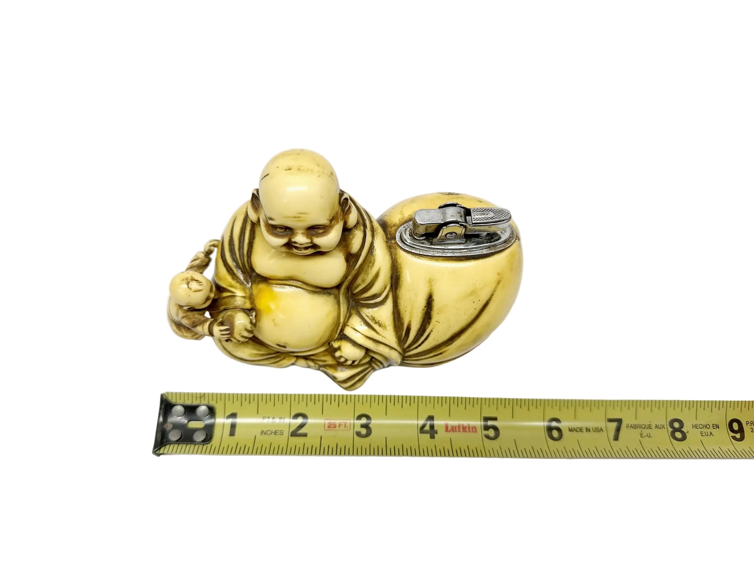 1950's Prince Hotei God Buddha and Child Celluloid Table Lighter - Hers and His Treasures