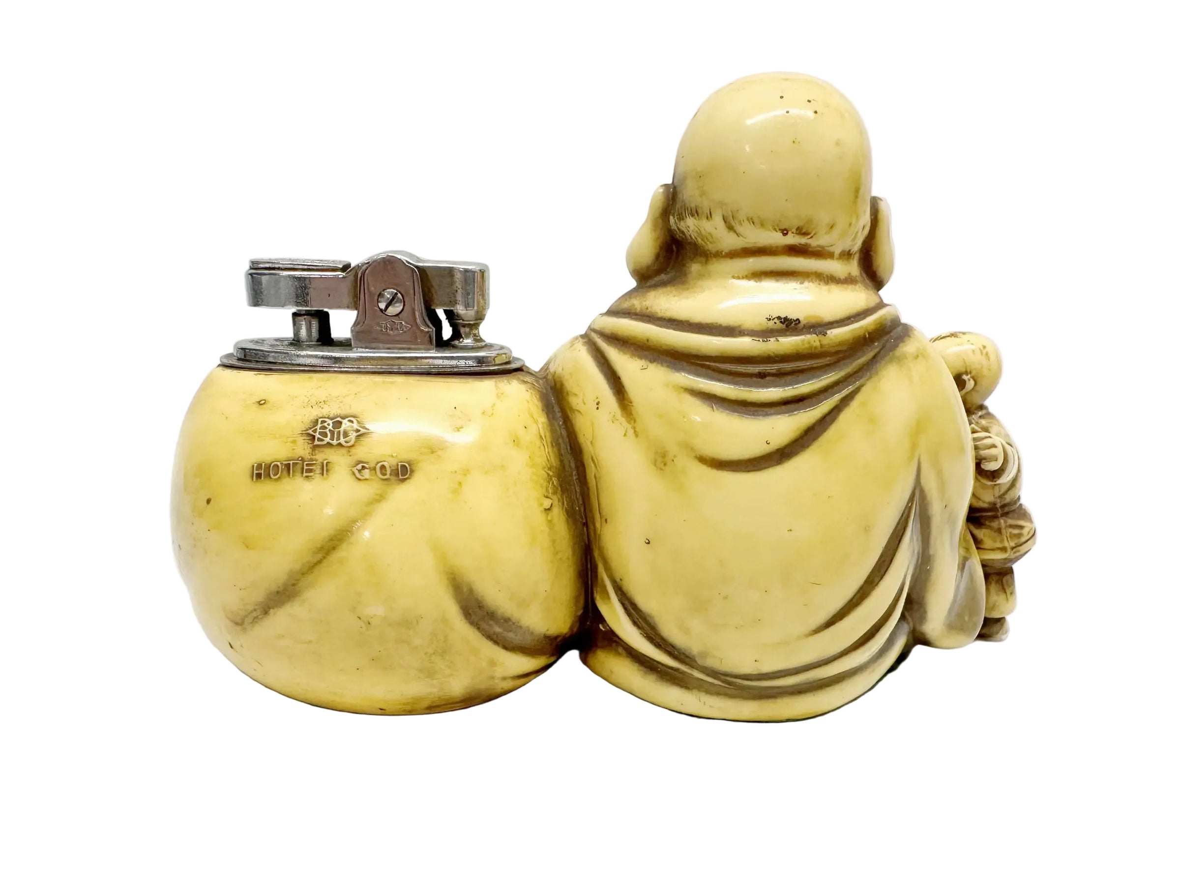 1950's Prince Hotei God Buddha and Child Celluloid Table Lighter - Hers and His Treasures