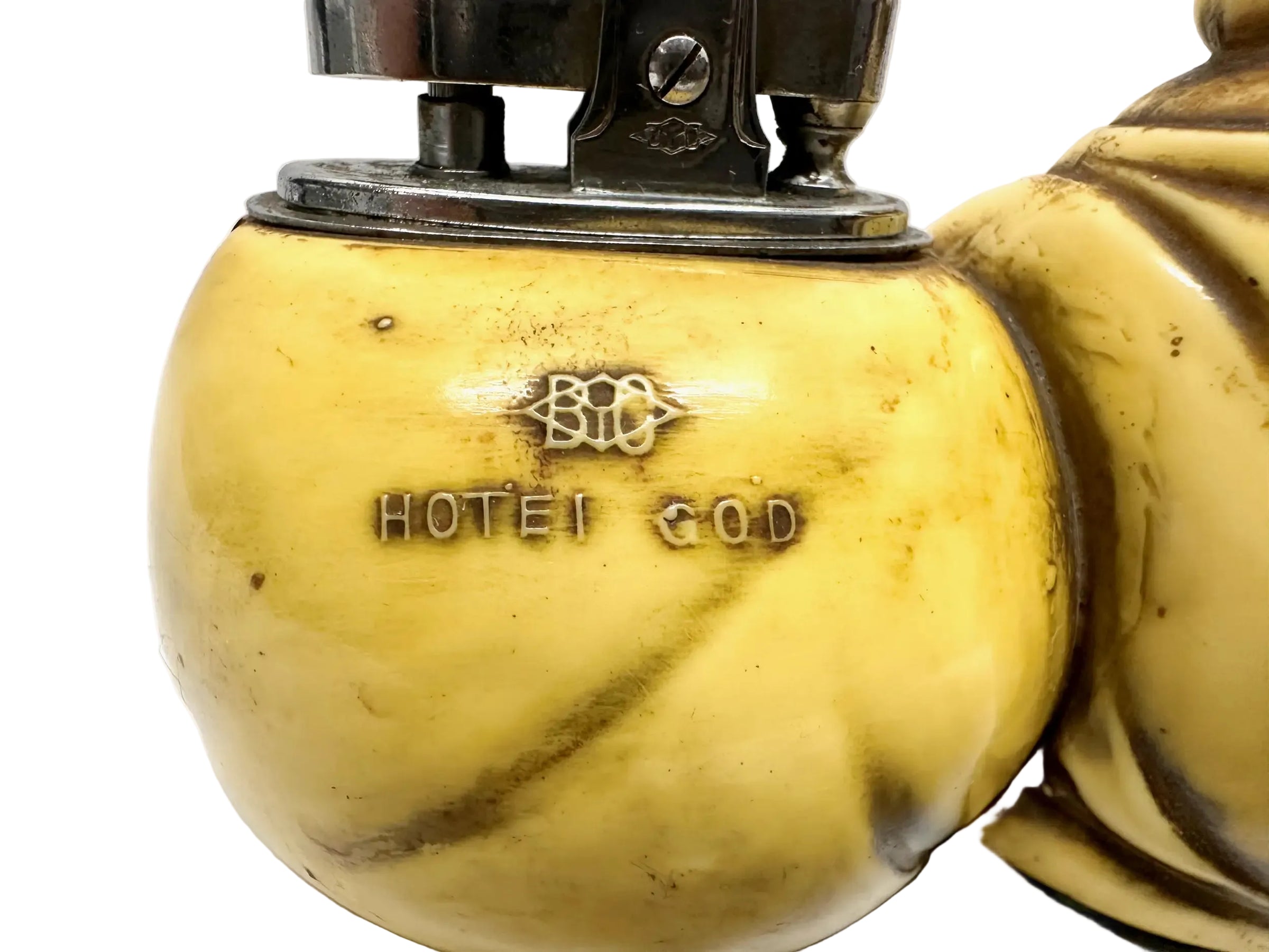 1950's Prince Hotei God Buddha and Child Celluloid Table Lighter - Hers and His Treasures