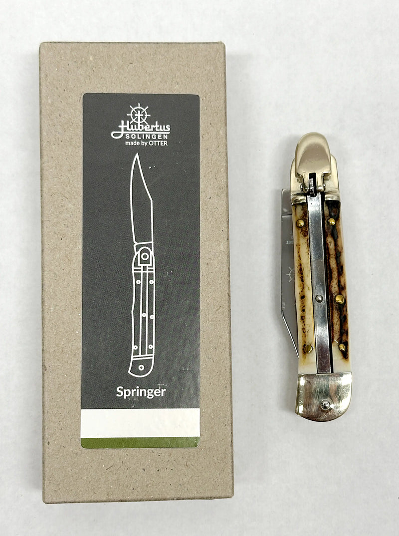Hubertus Otter HB 68.110.HH.08 Buck Horn Small Springer Assist Pocket Knife | Germany