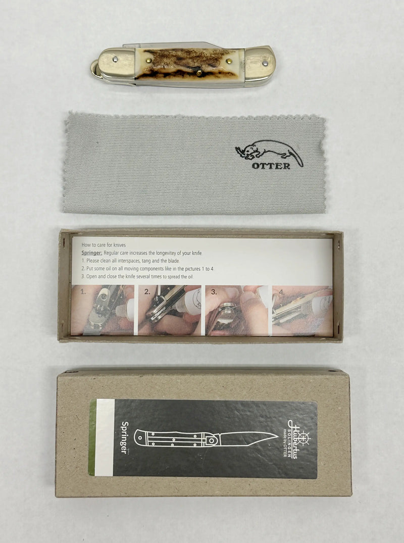 Hubertus Otter HB 68.110.HH.08 Buck Horn Small Springer Assist Pocket Knife | Germany - Hers and His Treasures