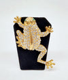 Large Gold Tone and Rhinestone Frog Brooch Pin - Hers and His Treasures