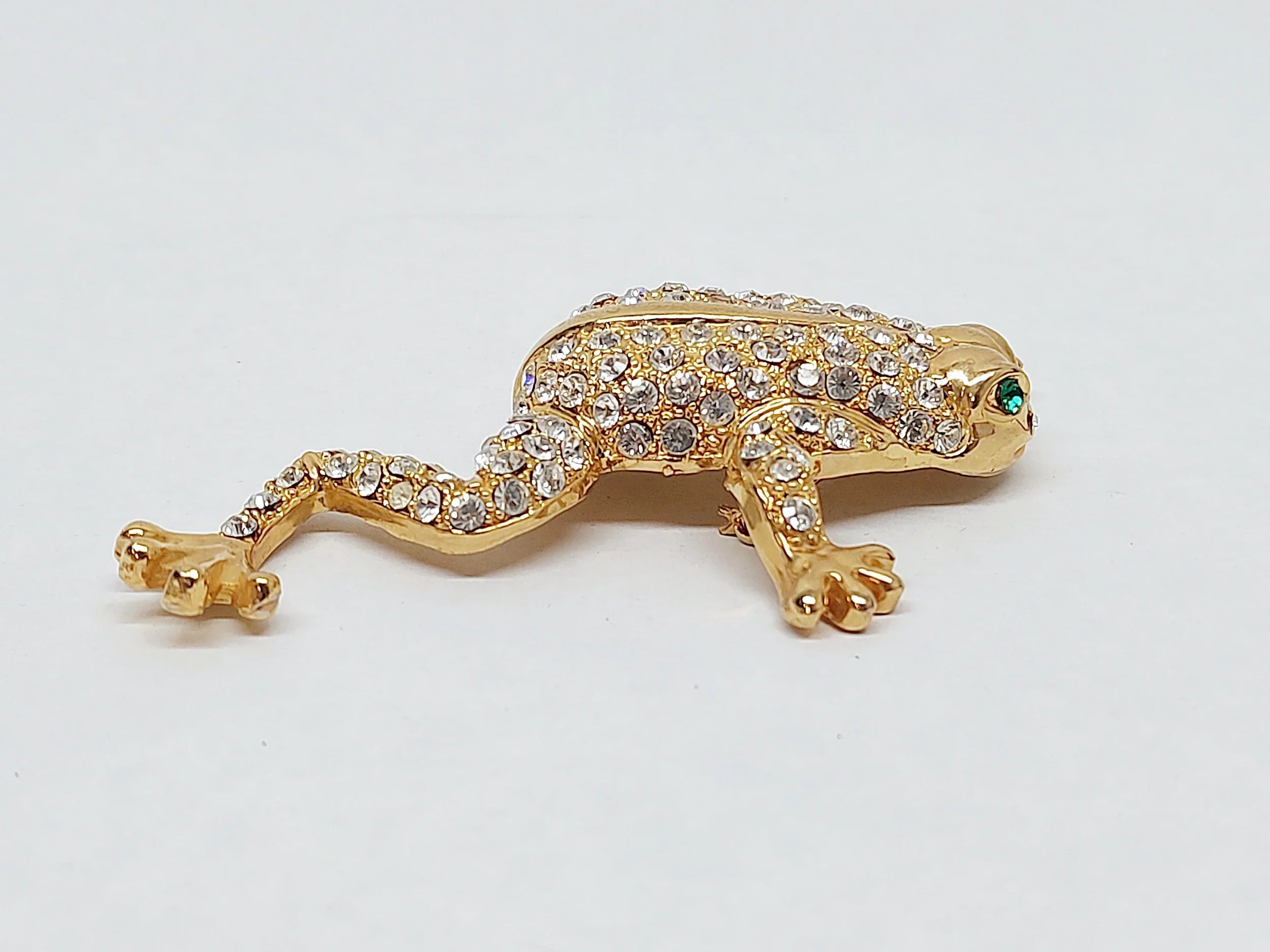 Alilang Rhinestone Frog Brooch Pin - Silvery Tone Crystal Climbing Frog Jewelry (Rose) - View #2