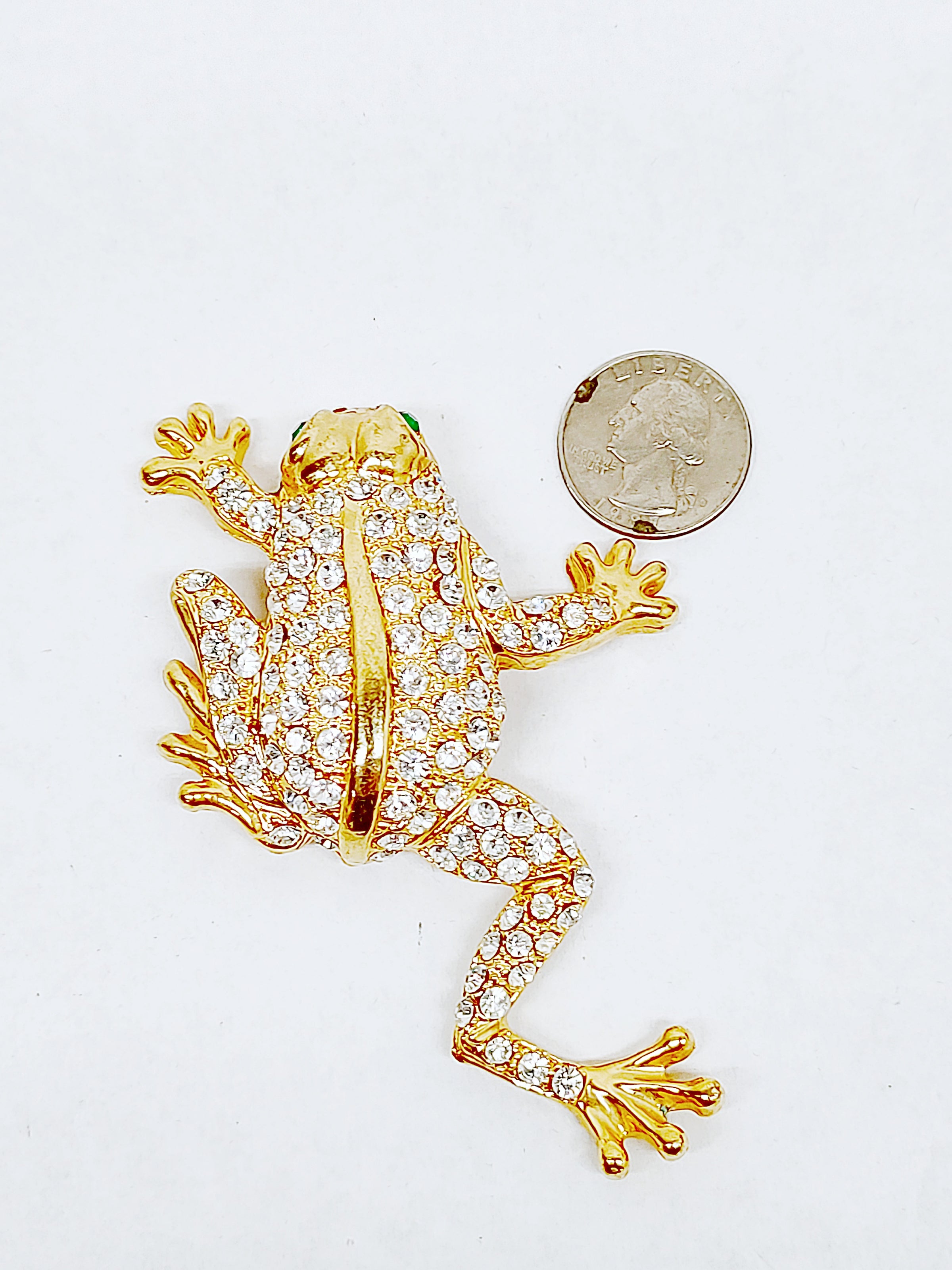 2 vintage Moth/Bee & Frog Figural Rhinestone Pins