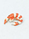 Vintage Orange and White Enamel Shrimp Brooch Pin or Necklace Pendant - Hers and His Treasures