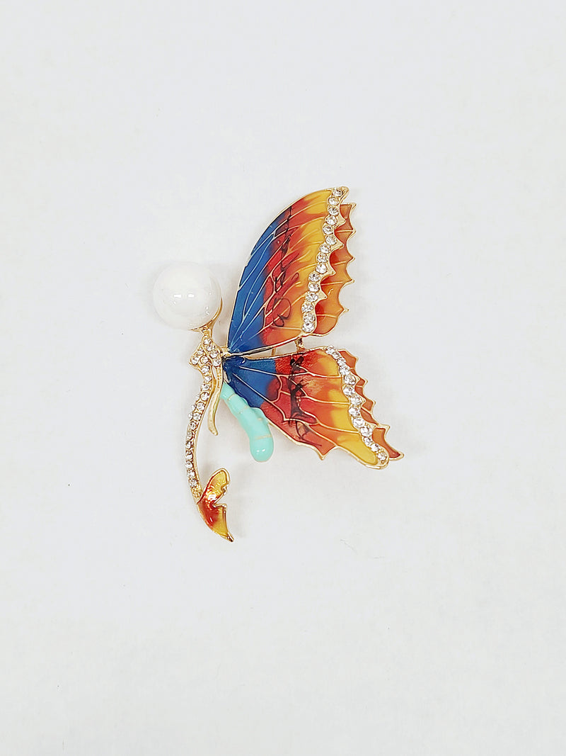 Vintage Mermaid Butterfly Brooch with Enamel and Rhinestones - Hers and His Treasures