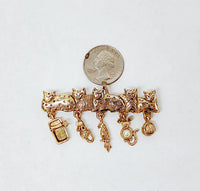 AJC 5 Cats with Dangling Charms Brooch Pin - Hers and His Treasures