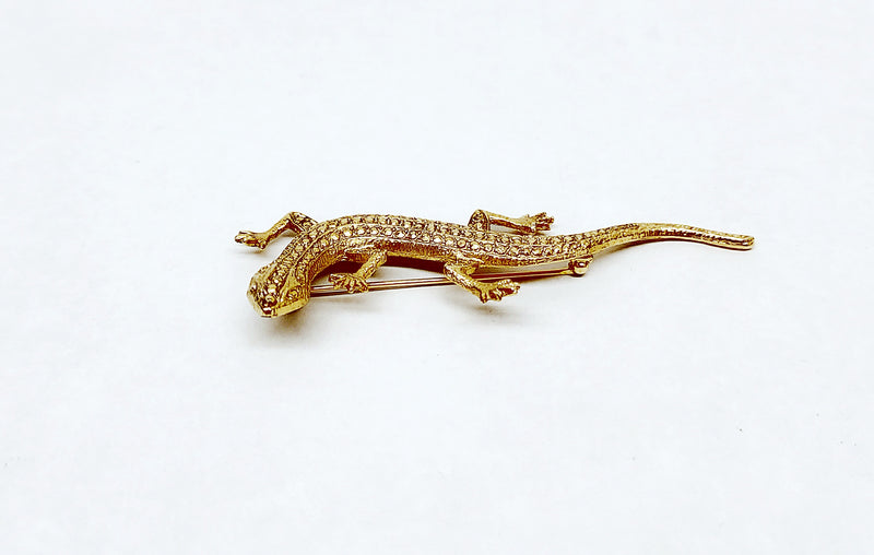 Vintage Lizard Gold Tone Brooch Pin - Hers and His Treasures