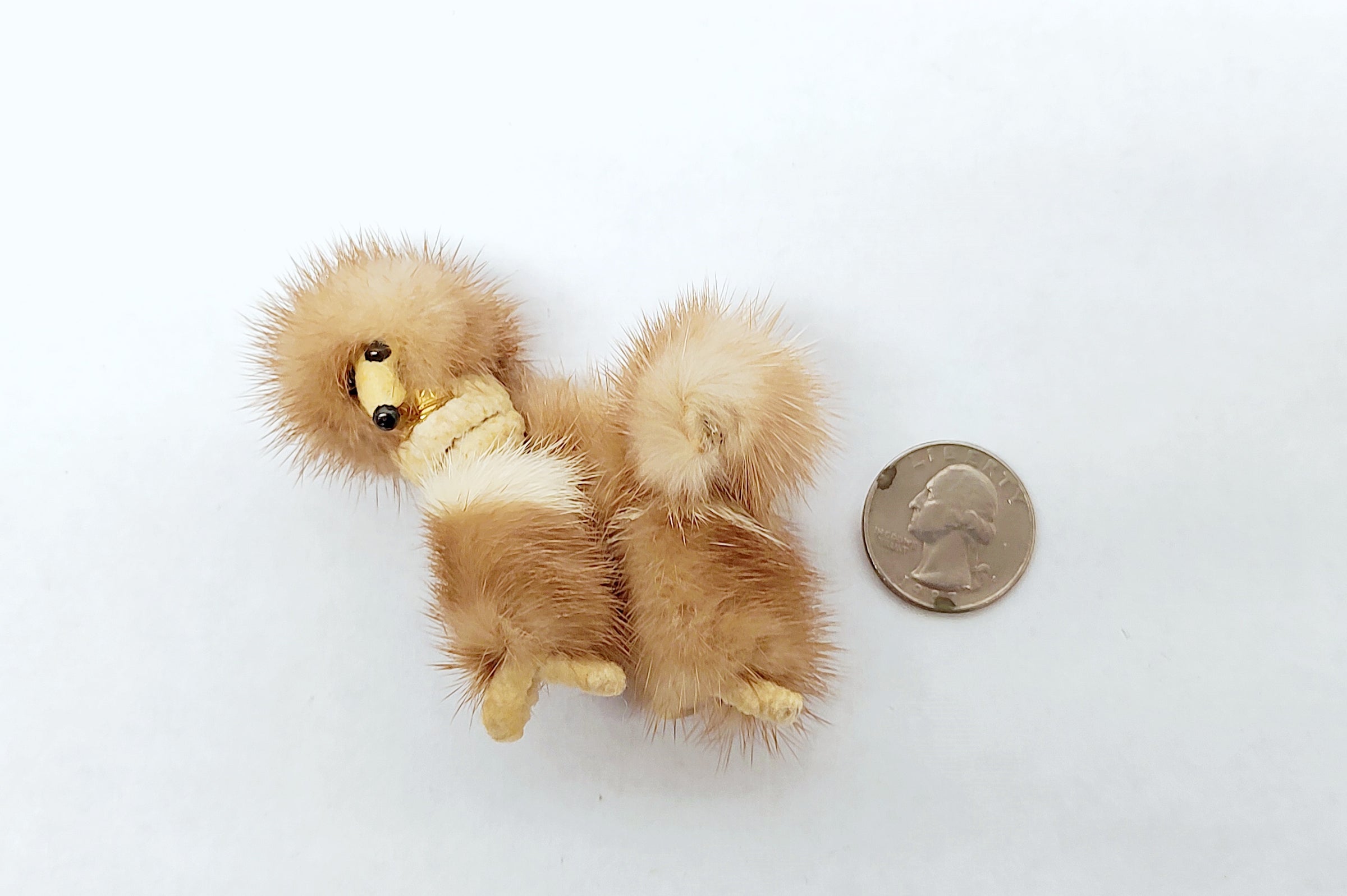 Vintage Mink Fur Poodle Dog Handmade Brooch Pin - Hers and His Treasures