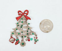 KC Kenneth Cole Christmas Tree Brooch with Dangling Charms - Hers and His Treasures