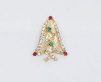 Christmas Tree and Leaf Holiday Brooch Pin - Hers and His Treasures