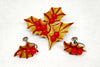Vintage Christmas Holiday Holly Leaf and Berries Brooch and Earrings Set - Hers and His Treasures