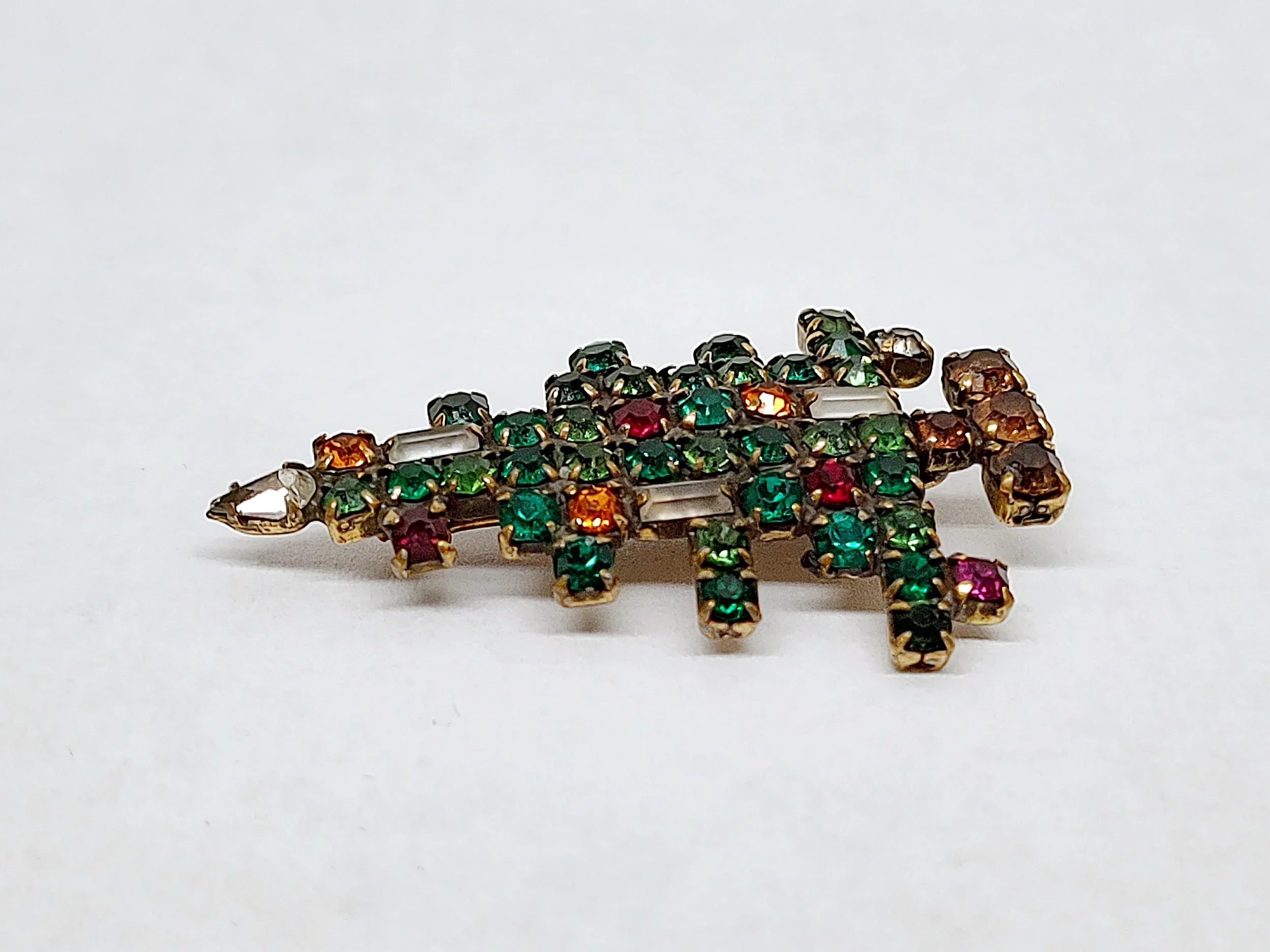 Weiss Christmas Tree with Candles Rhinestone Brooch – Hers and His
