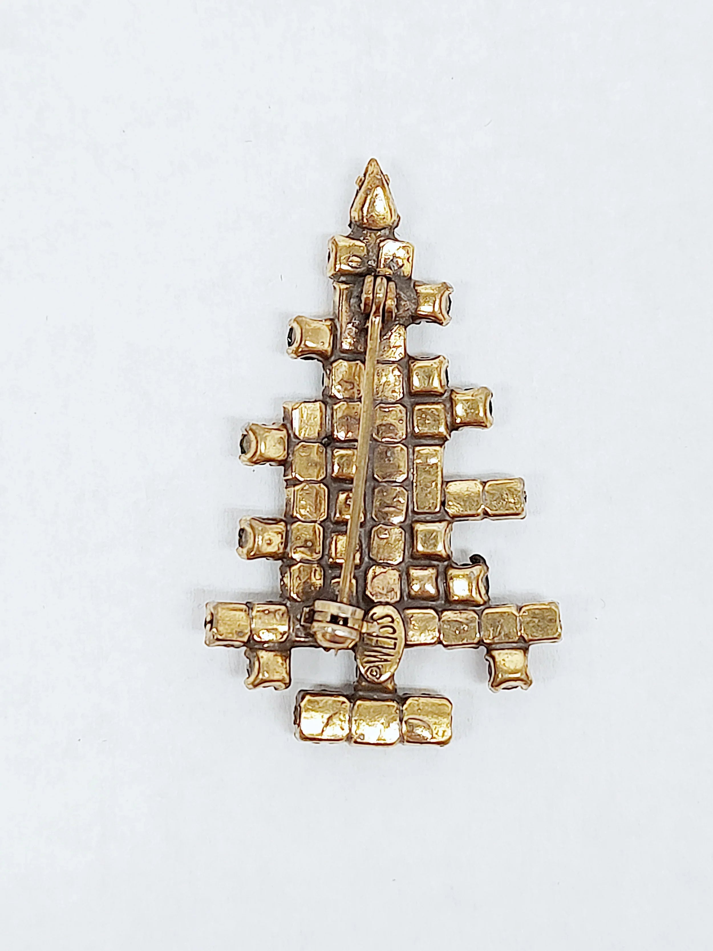 Weiss Christmas Tree with Candles Rhinestone Brooch – Hers and His