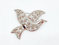 Crown Trifari Silver Tone Dove Bird Brooch Pin - Hers and His Treasures