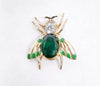 Pegasus Coro Fly Bug Green and White Enamel Rhinestone Brooch - Hers and His Treasures
