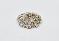 Weiss Silver Tone Domed Round Brooch Pin with Clear Rhinestones - Hers and His Treasures