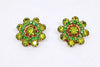 Weiss Round Gold Tone with Green Rhinestones Clip-On Earrings - Hers and His Treasures