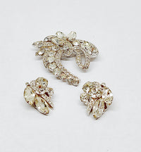 Eisenberg Ice Clear Crystal Rhinestone Brooch and Earring Set - Hers and His Treasures