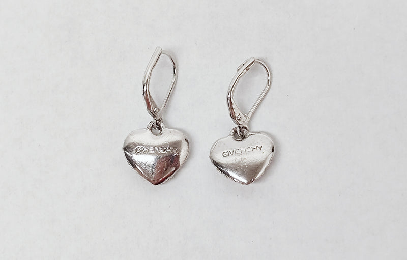Givenchy Heart Crystal Rhinestone Dangle Earrings - Hers and His Treasures