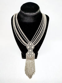 1928 Jewelry Multi-Chain Link Necklace With Pendant and Fringe - Hers and His Treasures