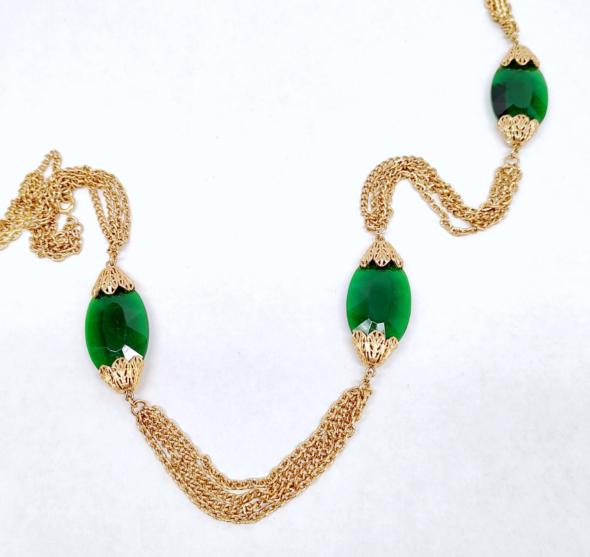 Napier Large Faceted Green Bead Multi-Strand Necklace and Earring Set - Hers and His Treasures