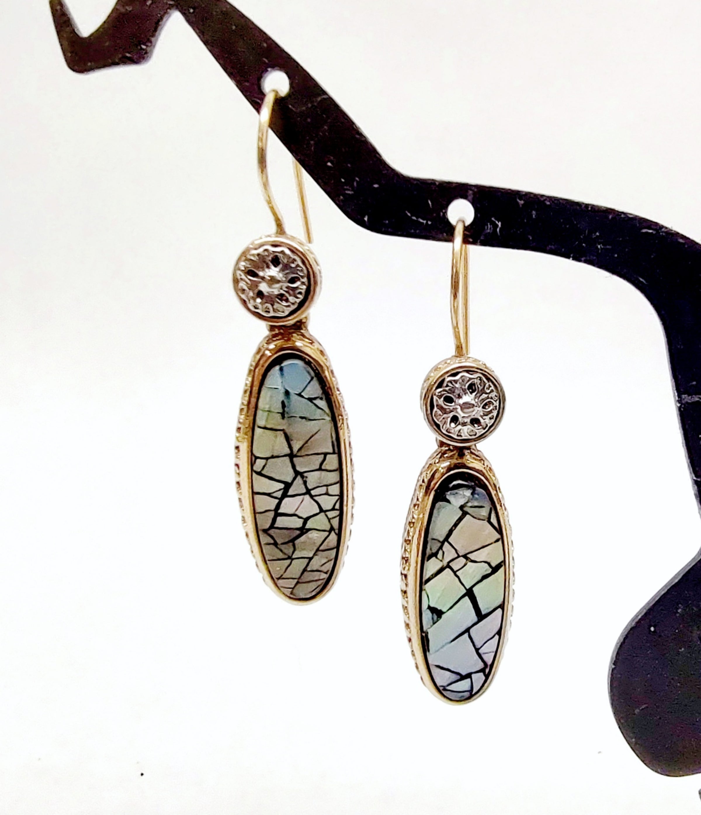 Liz Claiborne Abalone Drop Dangle Earrings - Hers and His Treasures