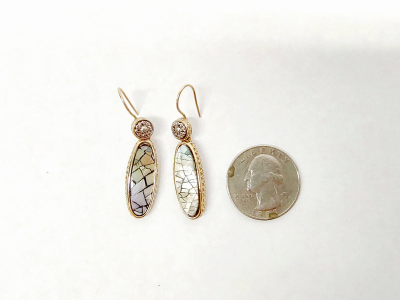 Liz Claiborne Abalone Drop Dangle Earrings - Hers and His Treasures