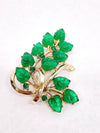 Coro Gold Tone and Green Thermoset Leaf Brooch Pin - Hers and His Treasures