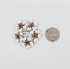 Vintage White Thermoset Flowers and Purple Crystal Rhinestone Brooch Pin - Hers and His Treasures 