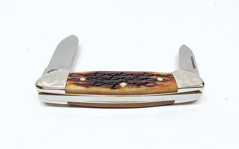 2002 Case XX 62132 Baby Butterbean Dark Amber Bone Barbwire Pocket Knife - Hers and His Treasures