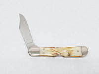 1998 Case XX 61549L Natural Burnt Bone Worm Groove Copperlock Knife - Hers and His Treasures